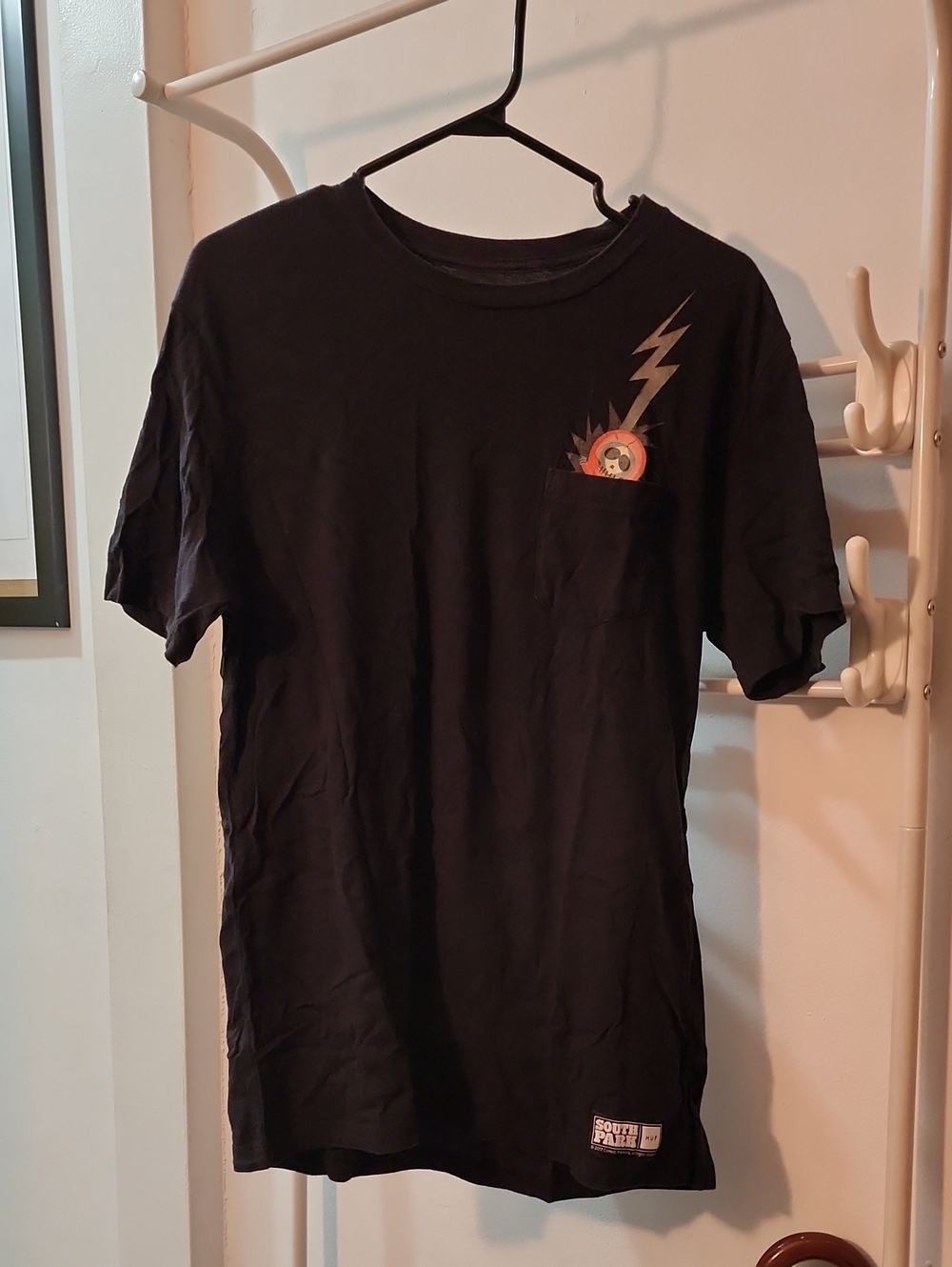 HUF SOUTH PARK Black Short-Sleeve Pocket Tee with Lightning Graphic